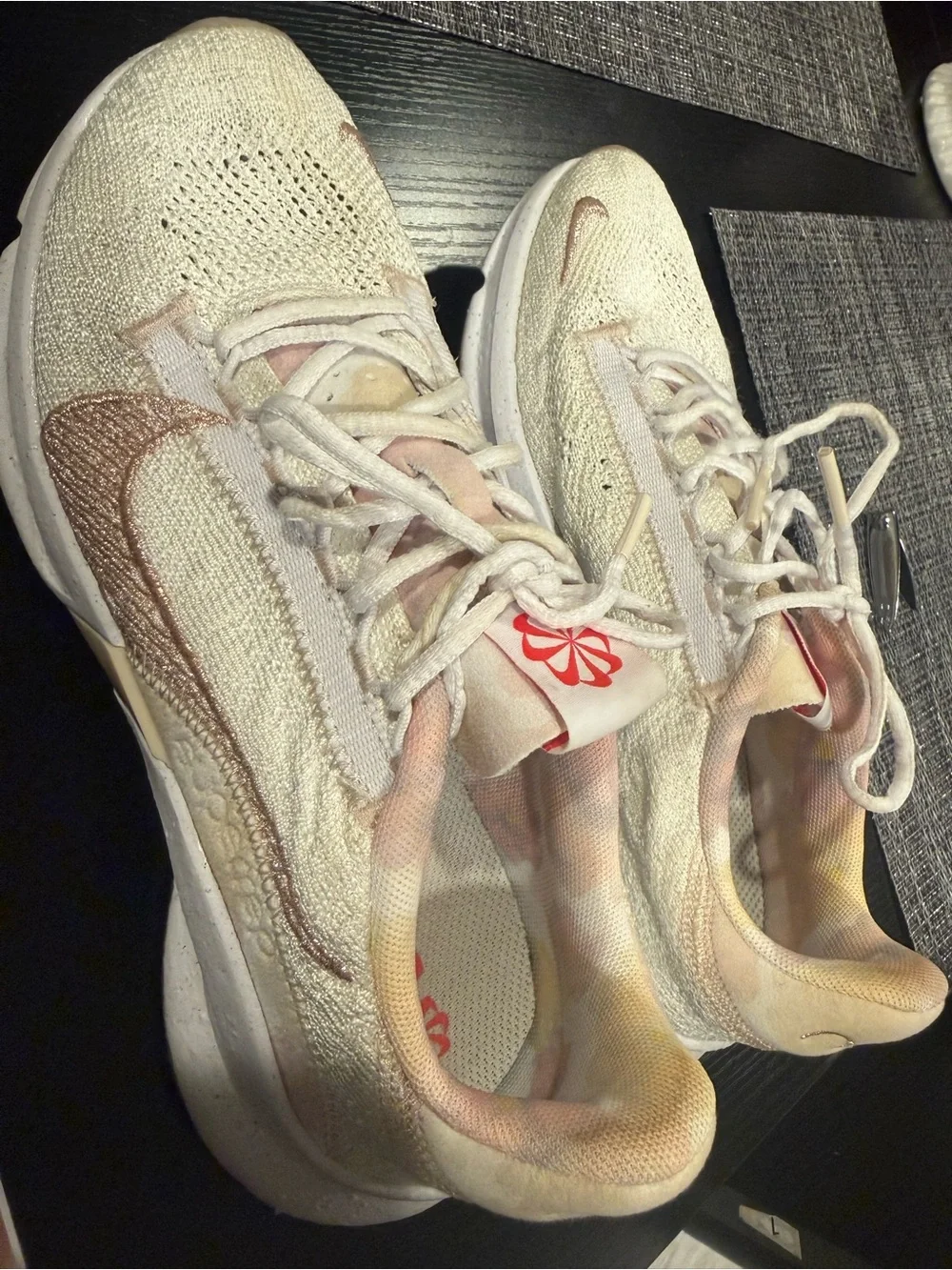Nike Women’s  superep go 3 flynit Cream Knit Athletic Sneakers with Rose Accents